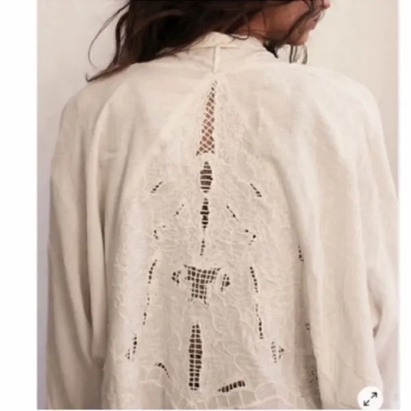 Free People White Crotchet/Lace Open Front Cardigan(Size Medium) - Image 6