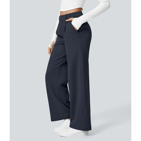 Halara High Waist Straight Leg Work Pants Stretch Comfort Midnight Blue L Reg - Image 5