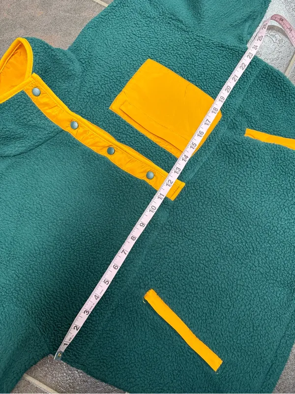Wilo The Label Cozy Cosy Fleece Pullover Sweatshirt Teal/Marigold Green XS - Image 12