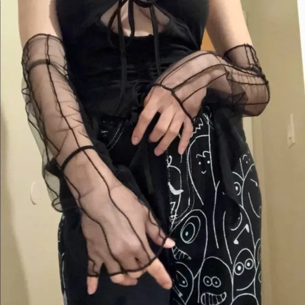 Mesh Fishnet Long Arm Warmer Gloves New - Image 6