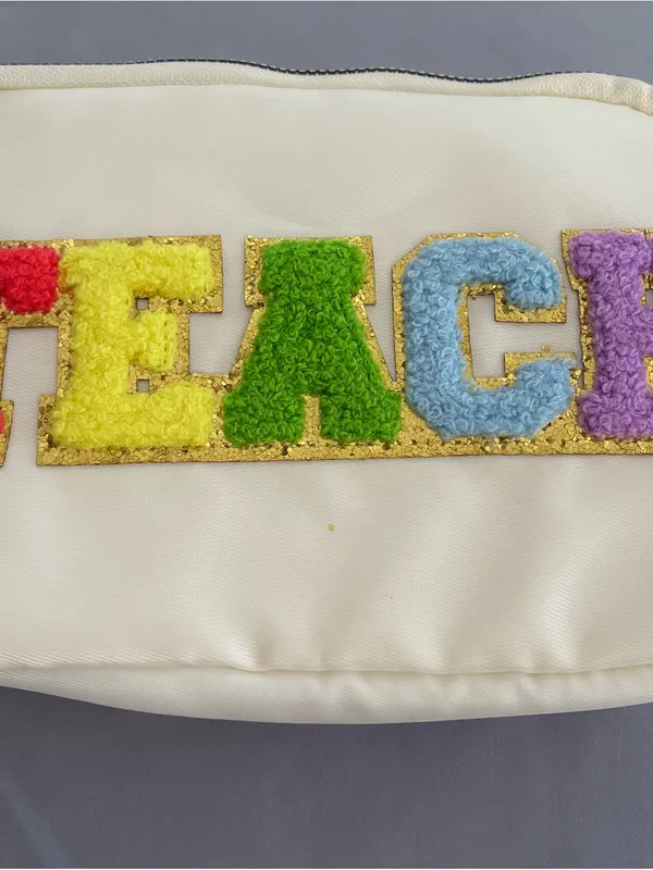 Cream 'TEACH' Patch Crossbody Bag - Image 2