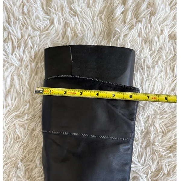 Steve Madden Black Leather Knee High Boots Womens Size 7 Riding Moto StyLe - Image 4