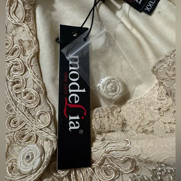 Vintage Modelia New‎ York Metallic Lace Embroidered Top – XXL Elegant Blouse - Image 4