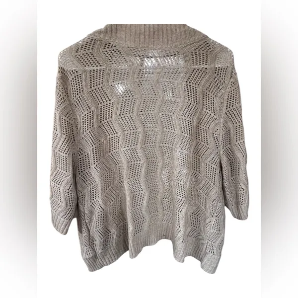 Leo & Nicole Tan Open-Knit Cardigan - Image 5