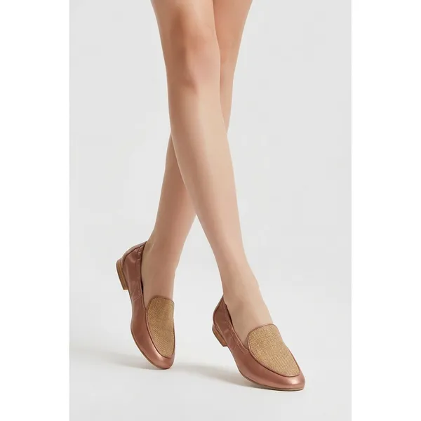 NYDJ Douglas Rose Gold Leather Woven Vamp Loafers Pointed Toe Flats Womens 7.5M‎ - Image 9