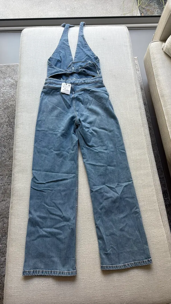 ZARA Denim Jumpsuit Long halter top - Image 2