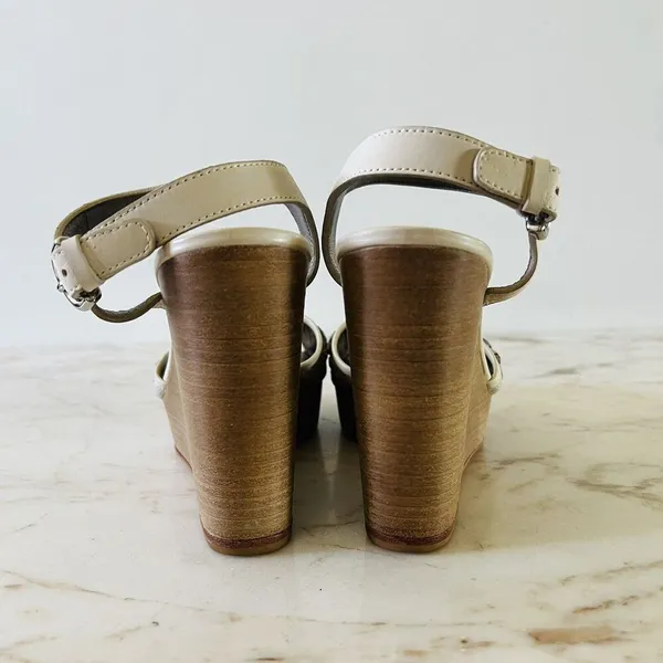 COACH Hanson Tan Gray Jeweled Rhinestone Platform Wedge Heel Sandals - US 8 - Image 7