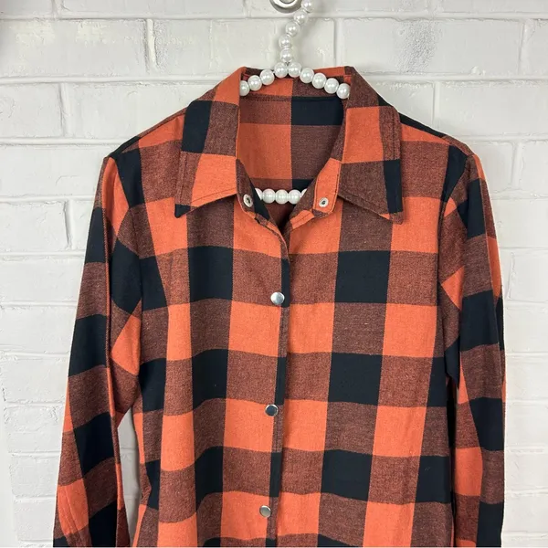 Amazon Checkered Plaid Snap Button Down Flannel Shirt Dress Size S - Image 3