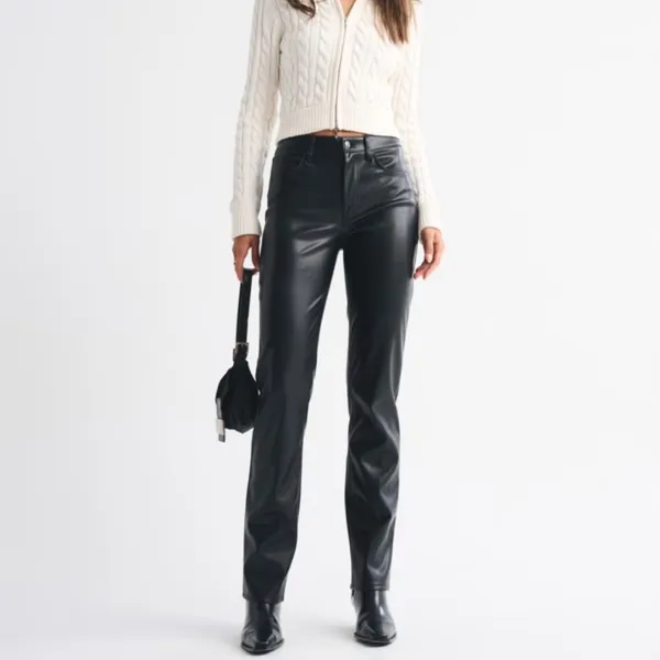 Abercrombie | '90s Straight Ultra High Rise Curve Love Faux Leather Pants - Image 3