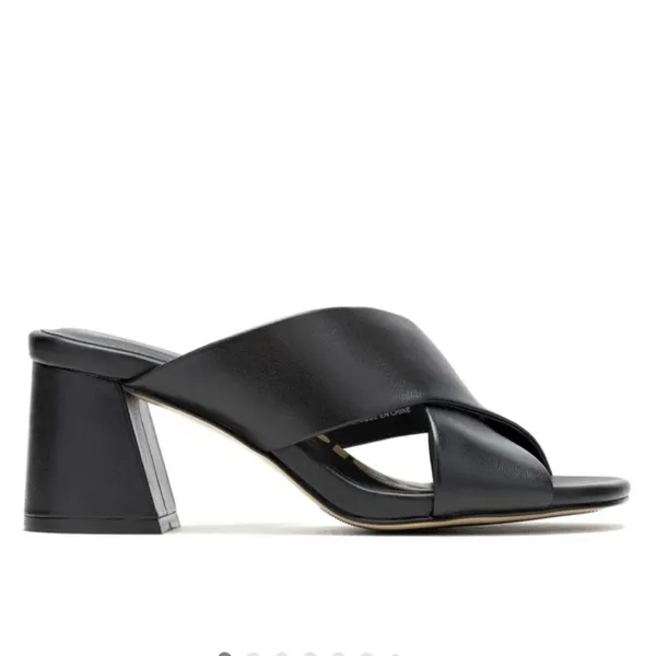Hush Puppies Ella Black Leather Sculptural High Heel Slides Sandals Sz 9 41 - Image 14