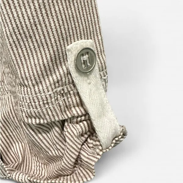 Vintage French Dressing Tan White Pinstripe Funnel Neck Zip Jacket XS Cotton - Image 7