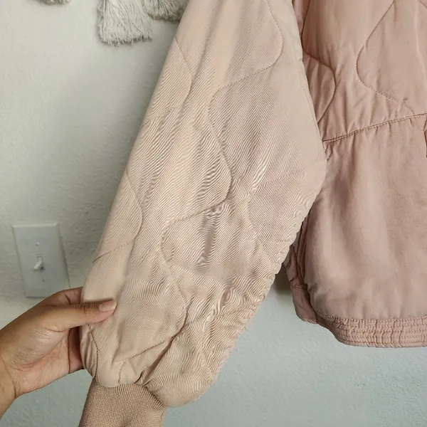 BLANK NYC Tencel Pink Drop Shoulder Quilted Oversize Jacket Boho Chic Fall M - Image 9