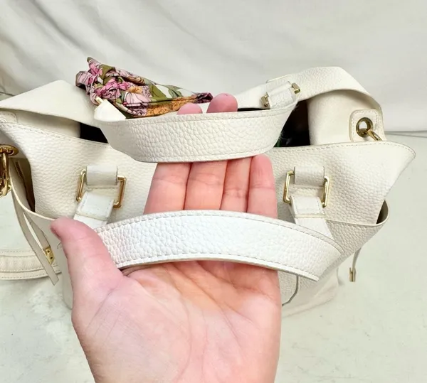 Steve Madden White Faux Leather Large Satchel Shoulder Bag Purse - Image 7