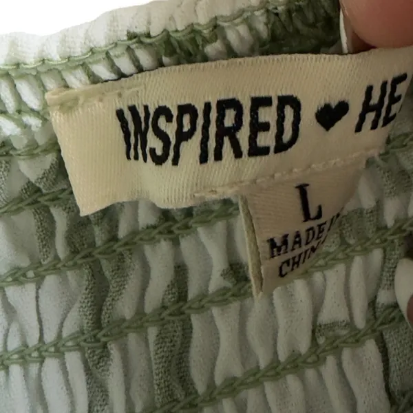 Inspired Hearts Green Tropical Pineapple Smocked Wide Leg Jumpsuit Large NWOT - Image 5