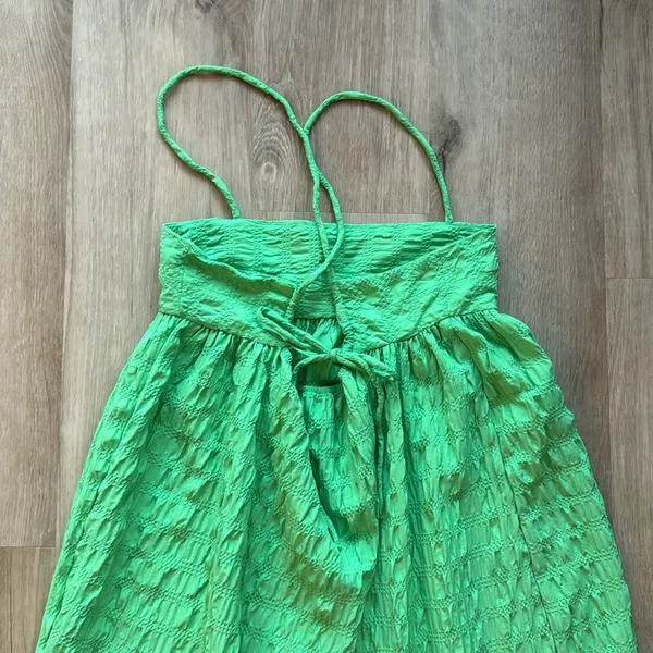 Zara Textured Green Maxi Dress sz M Blogger Fave - Image 6