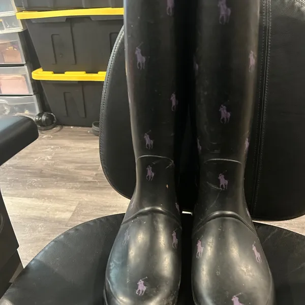Polo by Ralph Lauren Black Boots with Purple Accents - Image 4