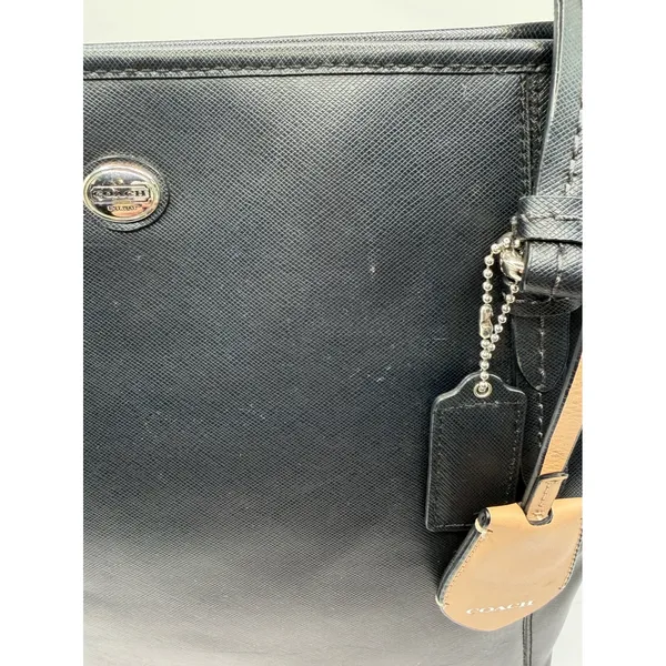 Coach Purse Black‎ Peyton Saffiano Leather Zip Top Tote Shoulder Bag Logo Charm - Image 8