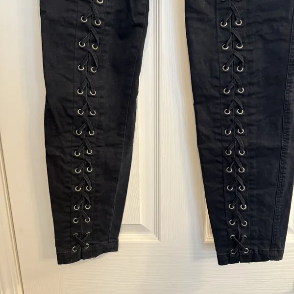 A.L.C. Kingsley Lace-Up Pants Size 6 Black ASO Kim K. Cropped High Rise Grunge‎ - Image 4