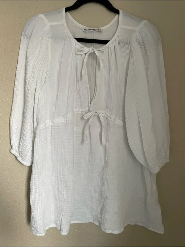 Abercrombie & Fitch Gauze Muslin Cotton Tie Front Beach Pool Coverup Size XS - Image 8