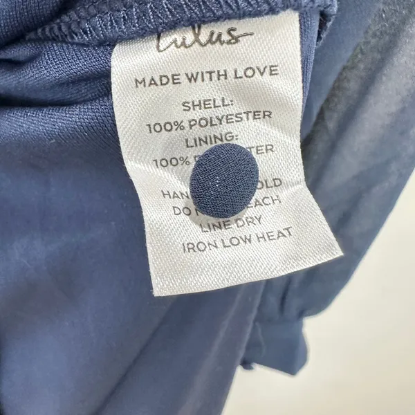 Lulus My Whole Heart Dark Navy Blue Long Sleeve Wrap Dress Chiffon Medium NWT - Image 9