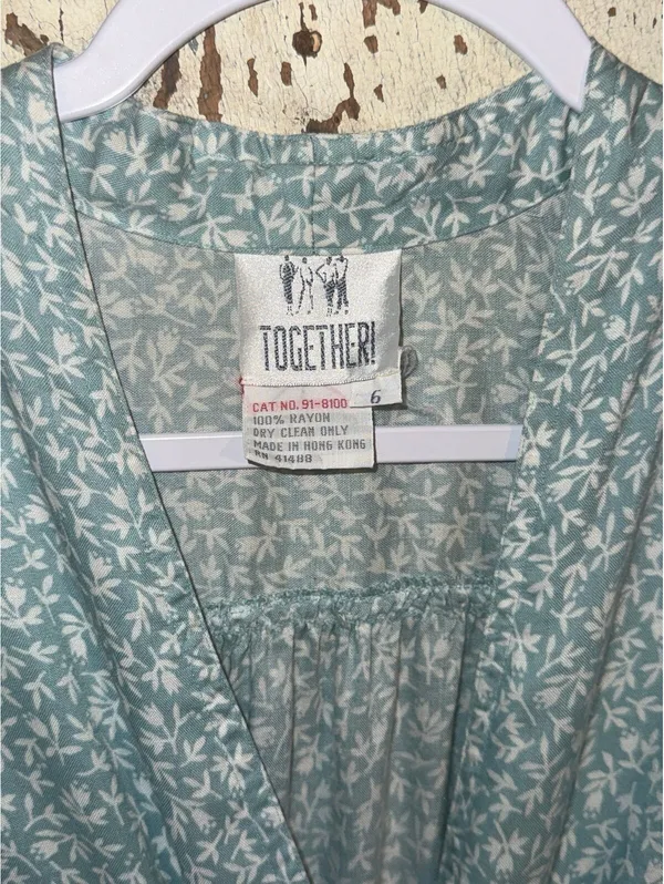 Vintage TOGETHER! 1940s blue button Up Dress size 6 Cottagecore - Image 4