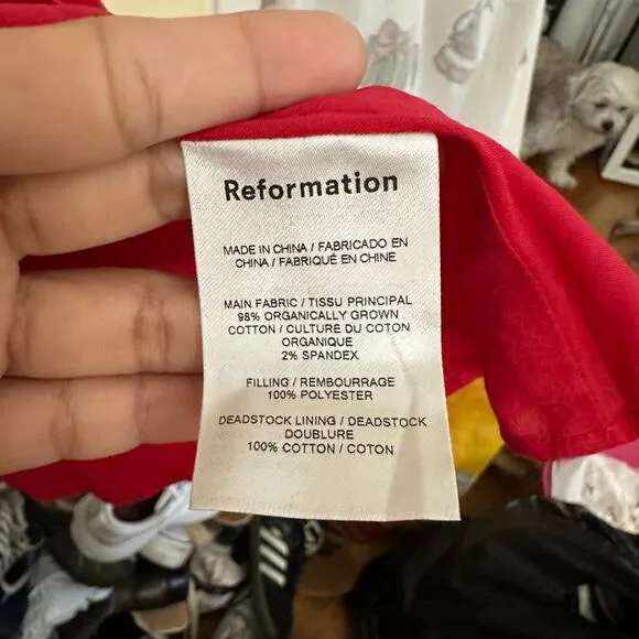Reformation Buttercup‎ Dress Size 10 Red Fit and Flare Strapless Midi Formal - Image 9