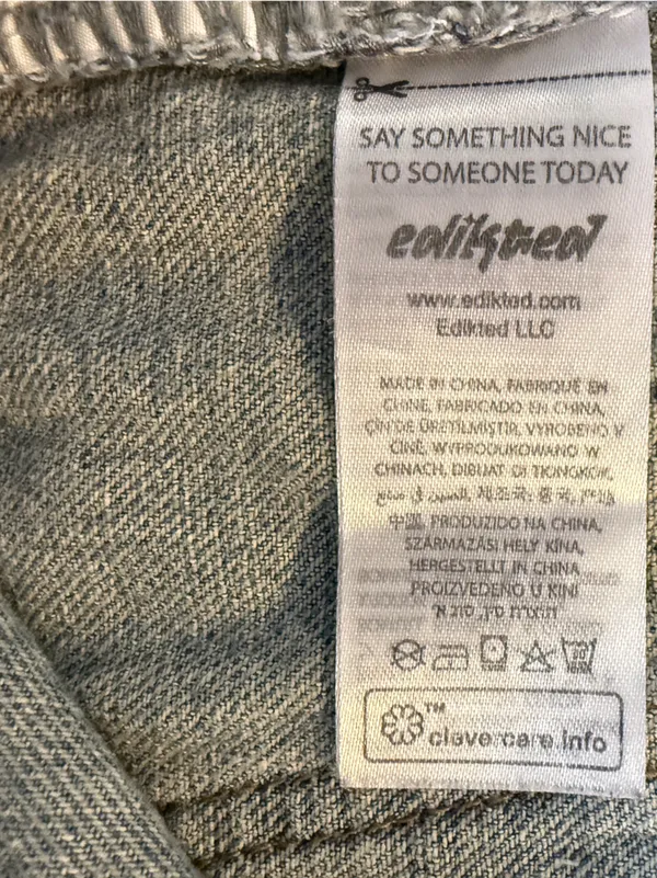 EDIKTED Light Wash Wide Leg Baggy Jeans Womens XL Y2K Double Button - Image 8