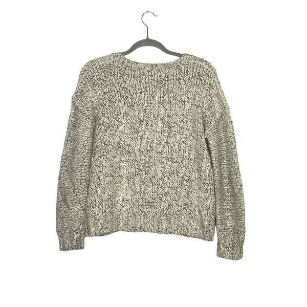 J. Crew Relaxed Fit Alpaca Chunky Cable Knit Long Sleeve Sweater M White Grey - Image 4
