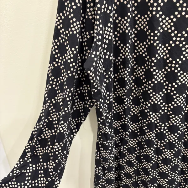 Boden Black Cream Geometric Dot‎ Long Sleeve Modal Cotton Jersey Shift Dress 16 - Image 4