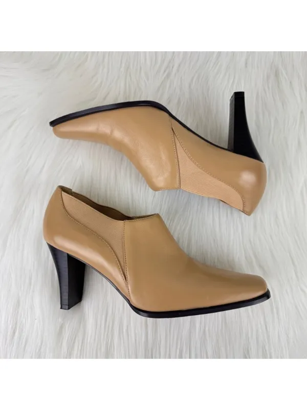 Coup d’Etat Studio Tan Leather Ankle Booties Square Toe Heel Shoes Boot Sz US 7M - Image 3