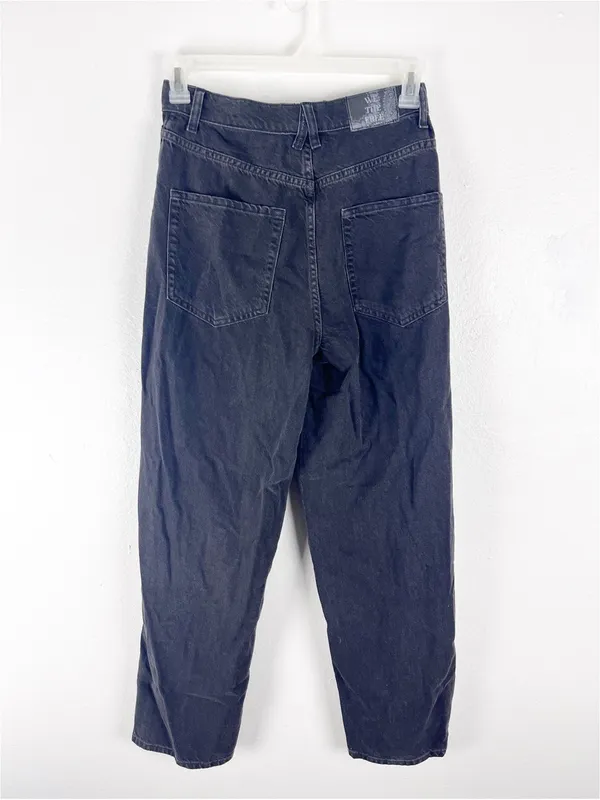 FREE PEOPLE We The Free Black Crossroads Boyfriend Barrel Jeans Size 27 Slouchy - Image 2