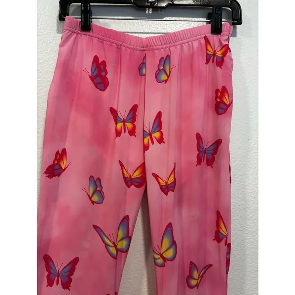 Sugar Thrillz Pink Butterfly Print Flare Pants - Image 3