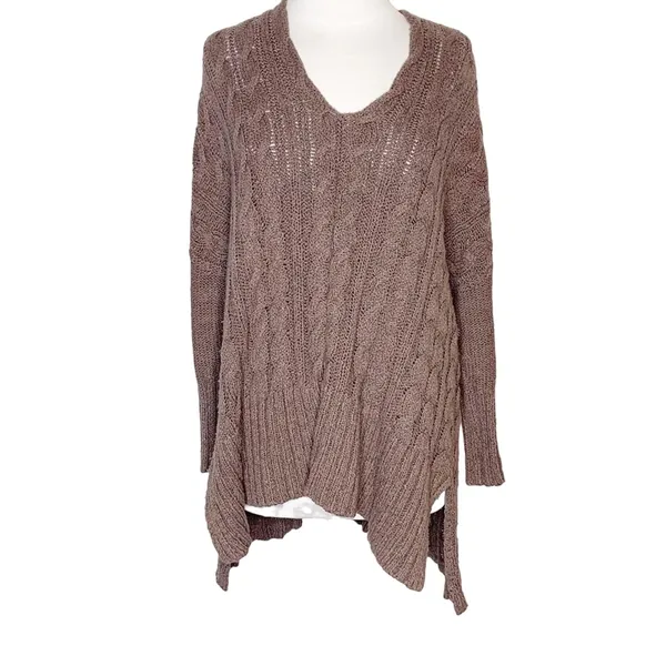 Free people easy cable v neck‎ sweater mushroom - Image 9