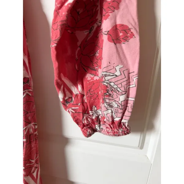 Natural Life Pink Floral Smocked Midi Dress‎ Small Boho Cottagecore - Image 5