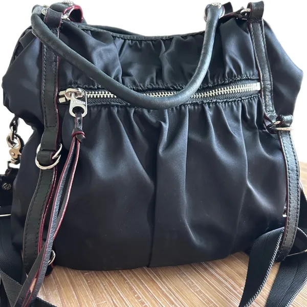 MZ Wallace Bianca Tote Bag Nylon Black Bedford Moto Satchel Crossbody with Pouch - Image 4