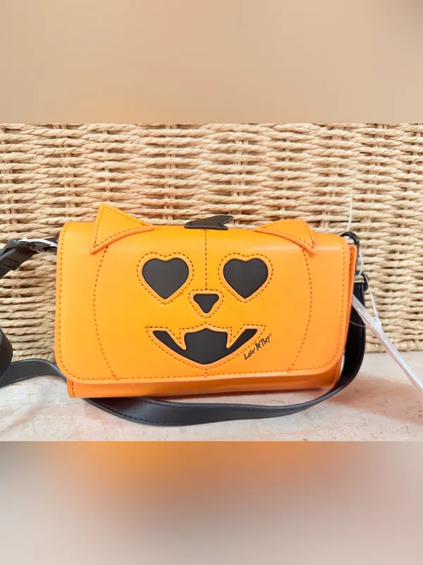 Betsey Johnson cat pumpkin cross body shoulder bag purse Halloween / spooky - Image 2