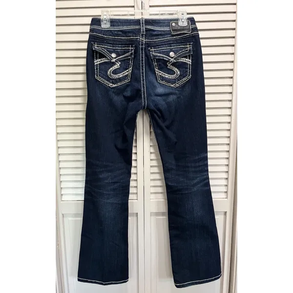 Silver Jeans NATSUKI Flap Bootcut Dark Wash‎ Low Rise EmbroideryGems Size 29x31 - Image 5