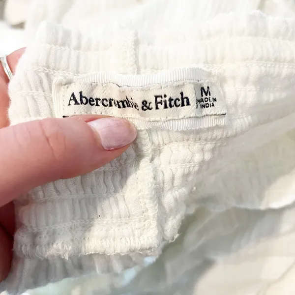 Abercrombie & Fitch Gauzy High Waisted Wide Leg Beach Pants White Medium - Image 4