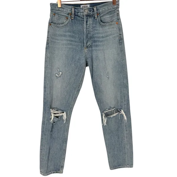 AGOLDE Women's Jamie High Rise Classic Jeans Resolution Wash Size‎ 26 Distressed - Image 3
