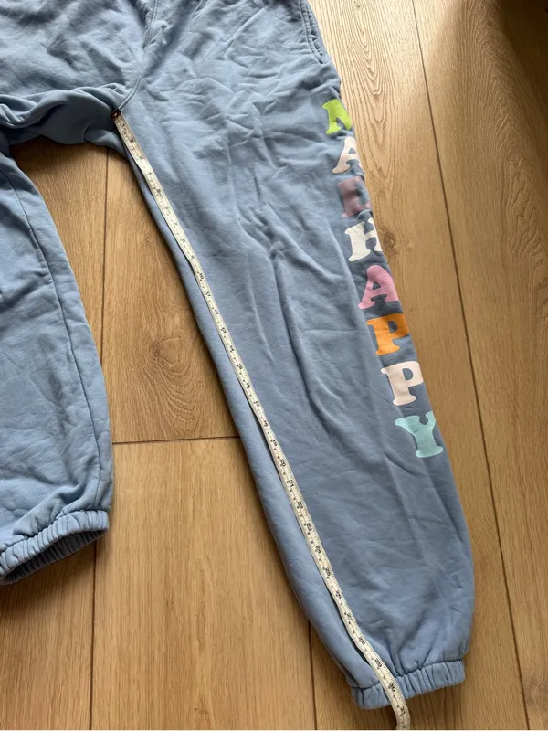 Madhappy Pastels French Terry Cotton Sweatpants Joggers High Rise Frost Blue L - Image 8