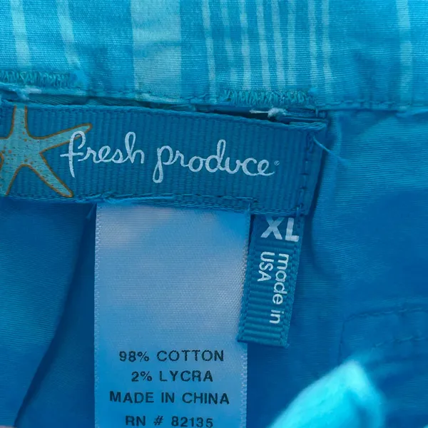 Fresh Produce Womens XL Turquoise Blue Cotton Stretch Drawstring Straight Pants - Image 5