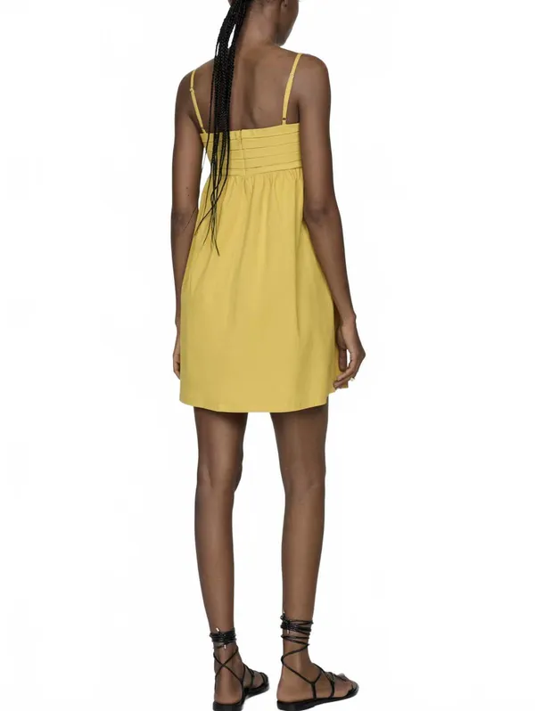 Mango Draped Neckline Dress NWT Yellow Size 2 / XS - Image 5