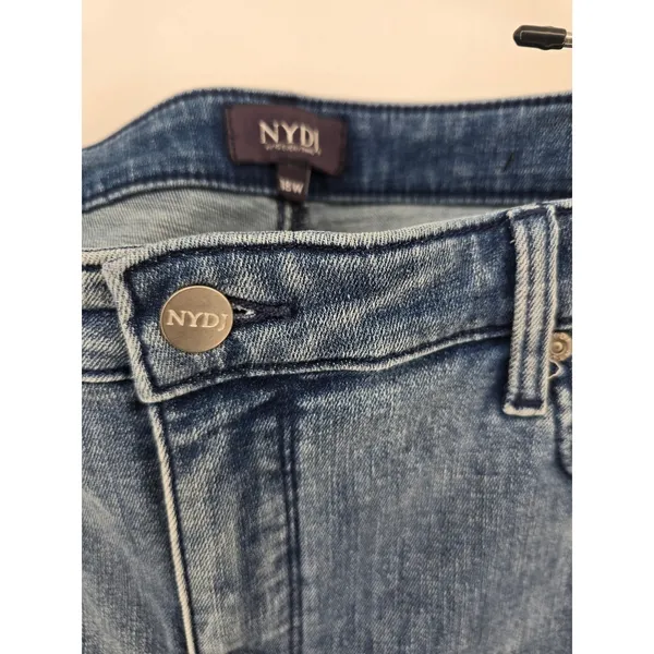 NYDJ Jeans Womens 18W Lift Tuck Cropped Flare Blue Side Stripe Frayed Hem EUC - Image 2