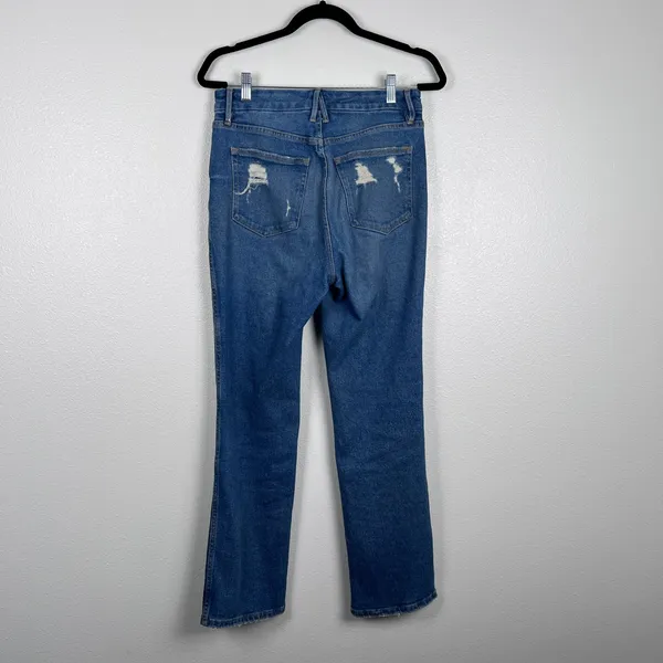 Good American Distressed High‎ Rise Straight Leg Jeans Blue Size 6 - Image 5