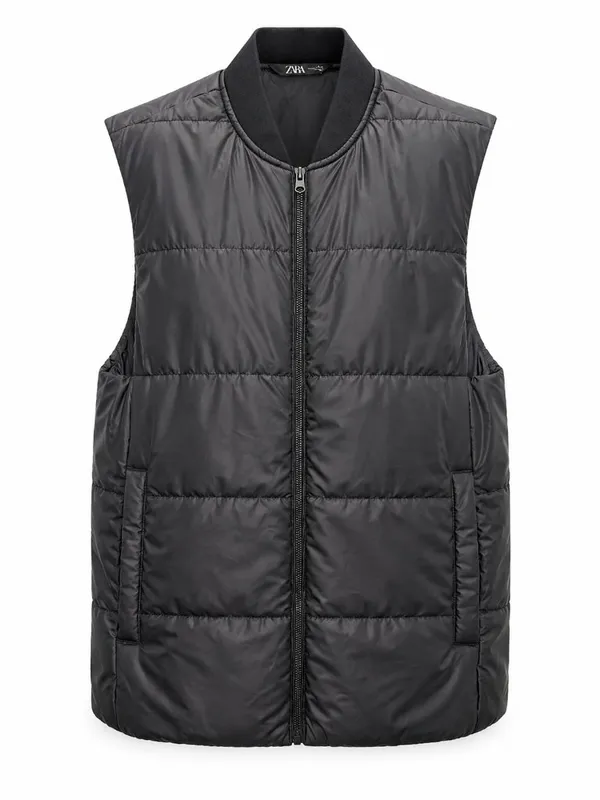 Zara Black Quilted Puffer Vest Full Zip Women’s Small - Image 2
