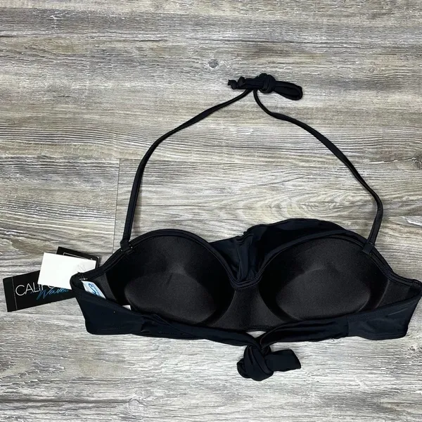 California Waves Women's Black Ruffled Bandeau Bikini Swim Top sz Junior’s S - Image 4