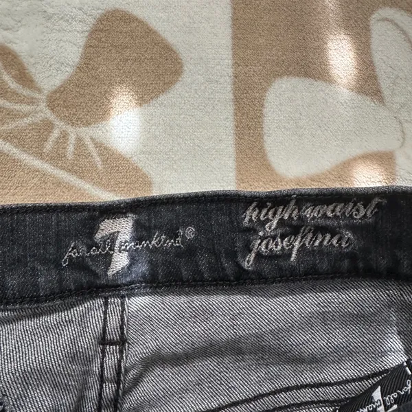 7 For All Mankind Josefina High Waist‎ Distressed Jeans Black Wash Size 25 - Image 10