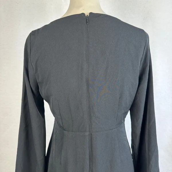 New Abercrombie Fitch Black Long Sleeve Tie Neck Mini Dress‎ Small Boho Party - Image 7