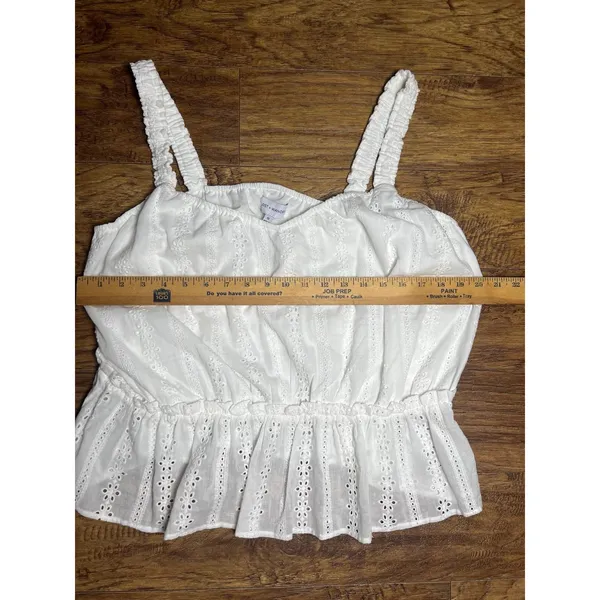 LOST + WANDER Plus Size White Ruffle Strap Eyelet Tank Whimsical Romantic 1x NEW - Image 7