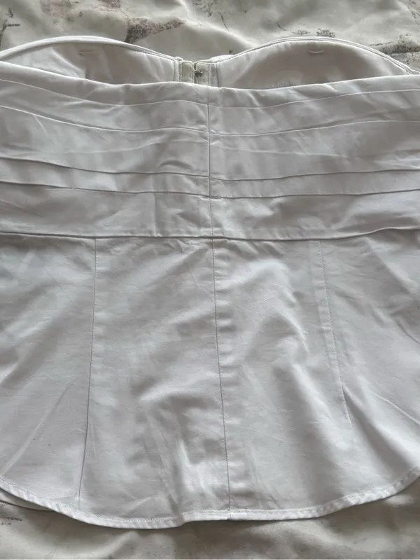 RTA Leia Strapless White cotton Tie-Front button up Bustier Top blouse, size S - Image 15